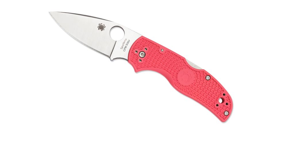 Spyderco Native 5 Lightweight Folding Knife, 2.95in, CPM S30V, Drop Point, Plain Edge, FRN Pink Handle, C41PPN5