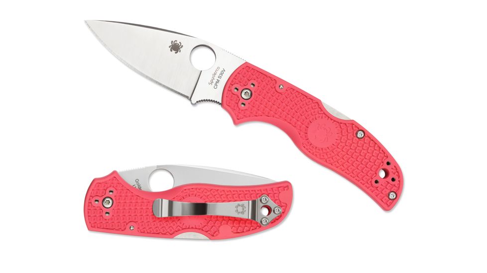 Spyderco Native 5 Lightweight Folding Knife, 2.95in, CPM S30V, Drop Point, Plain Edge, FRN Pink Handle, C41PPN5