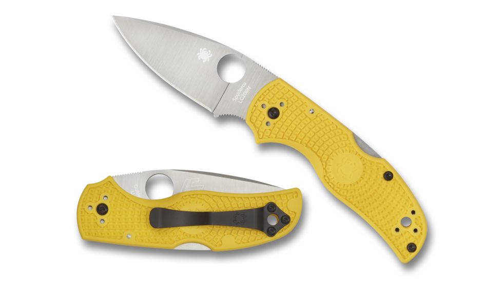 Spyderco Native 5 Lightweight Folding Knife, 2.95in, CPM MagnaCut, Drop Point Blade, PlainEdge, FRN Yellow Handle, C41PYL5