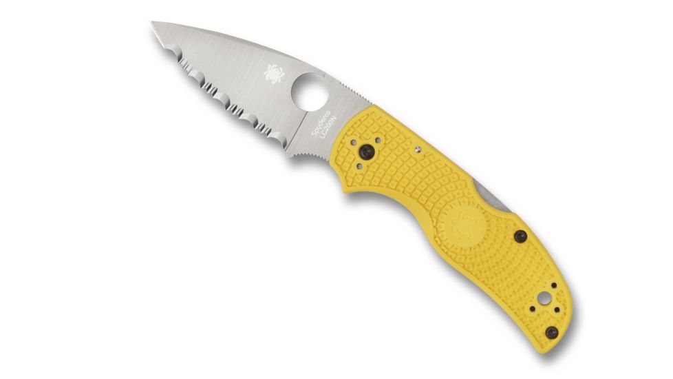 Spyderco Native 5 Salt Lightweight Folding Knife, 2.95in, CPM MagnaCut Stainless Steel, SpyderEdge, Leaf Shape Blade, FRN Yellow Handle, C41SYL5