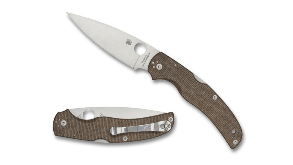 Spyderco Native Chief Folding Knife, 4.09 in, CPM CRU-WEAR Steel, Brown, Micarta, C244MPCW