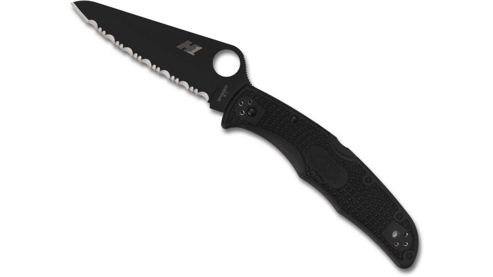Spyderco Pacific Salt 2 Folding Knife, 3.78in, H-1, FRN, Serrated, Black, C91SBBK2