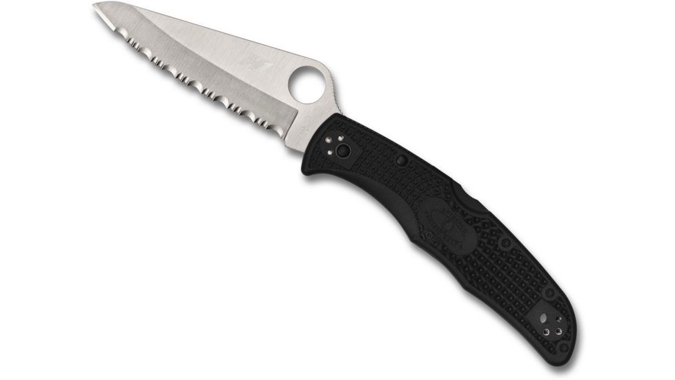 Spyderco Pacific Salt 2 Folding Knife, 3.78in, H-1, FRN, Serrated, Black/Silver, C91SBK2