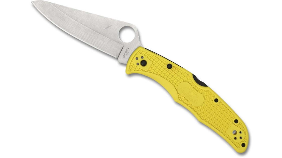 Spyderco Pacific Salt 2 Folding Knife, 3.78in, H1 Steel, Drop Point Blade, Plain Edge, Yellow FRN Handle, C91PYL2