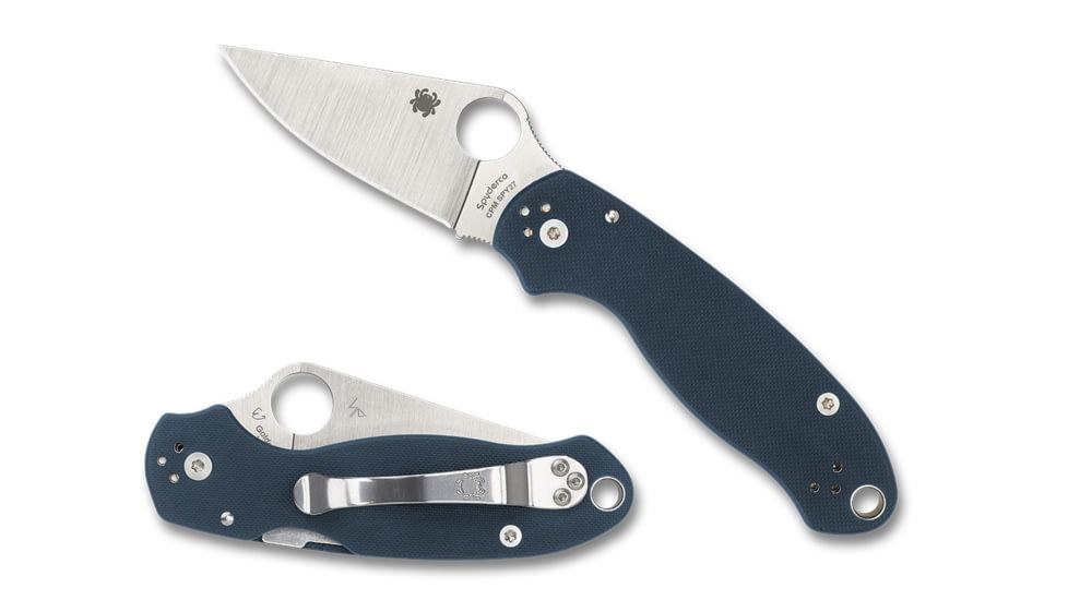 Spyderco Para 3 Folding Knife, 2.92in, CPM SPY27 Steel, Clip Point Blade, Cobalt Blue Handle, C223GPCBL