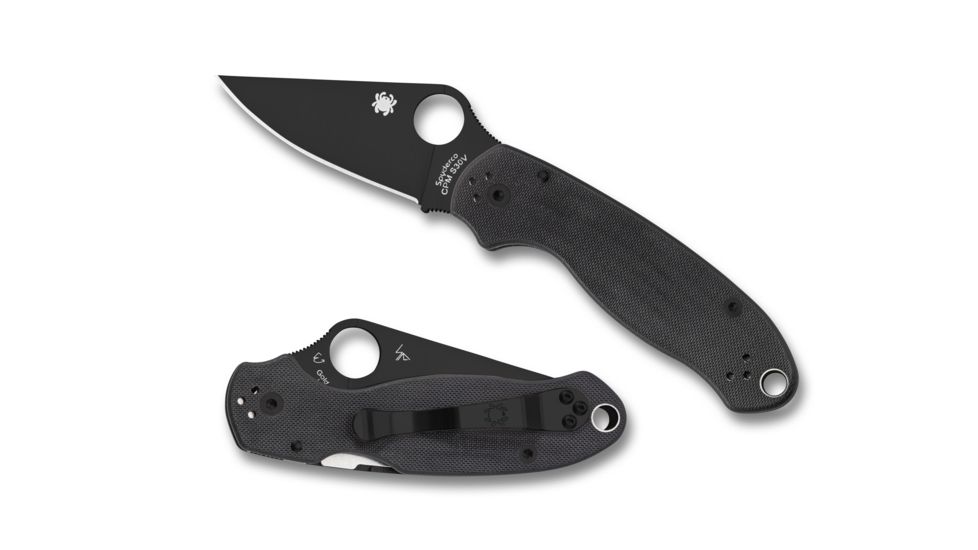 Spyderco Para 3 Folding Knife, 2.95in, CPM S45VN, Clip Point Blade, Plain Edge, G-10, Black Handle, C223GPBK