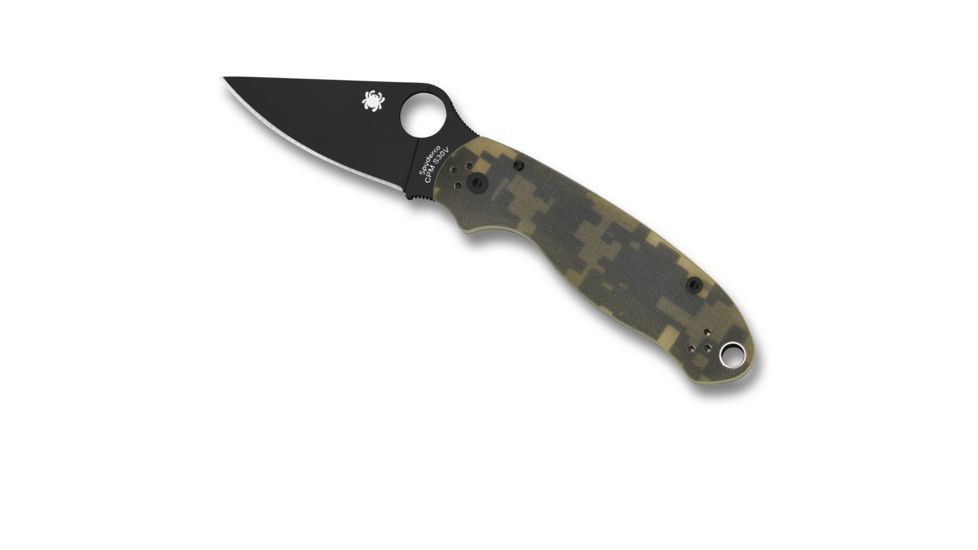 Spyderco Para 3 Folding Knife, 2.95in, CPM S45VN, Clip Point Blade, Plain Edge, Black Blade, G-10, Digital Camo Handle, C223GPCMOBK
