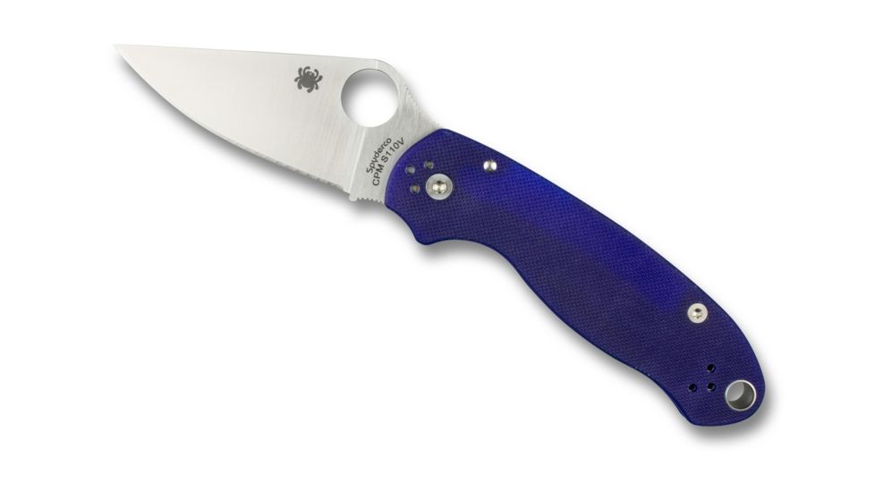Spyderco Para 3 Folding Knife, 2.95in, CPM S110V, Clip Point Blade, Satin Finish, Plain Edge, G-10, Dark Blue Handle, C223GPDBL