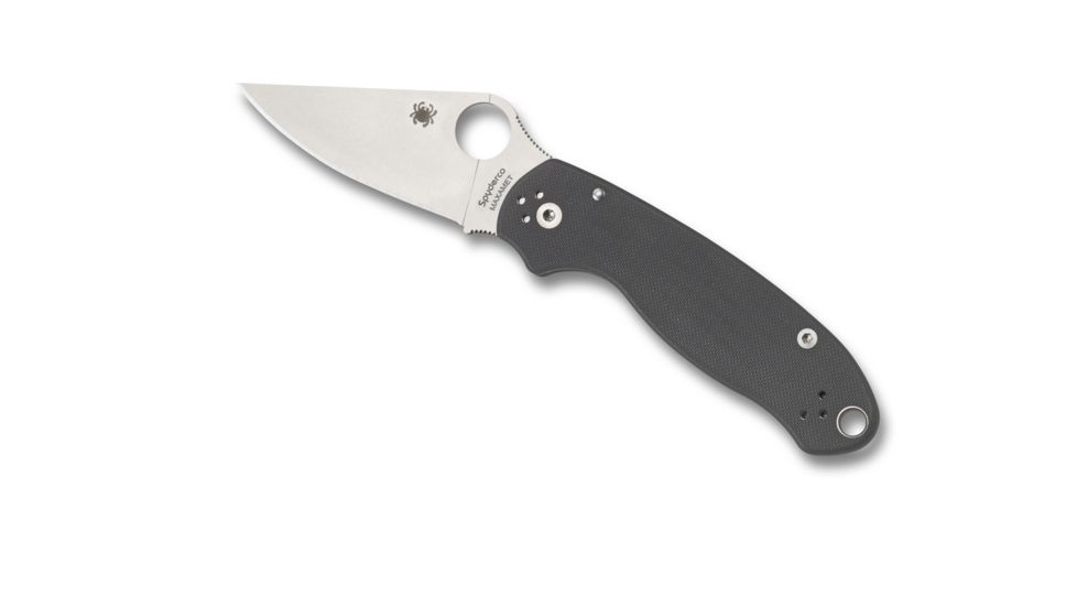 Spyderco Para 3 Folding Knife, 2.95in, Maxamet, Clip Point Blade, Plain Edge, Satin Finish, G-10 Dark Gray Handle, C223GPDGY
