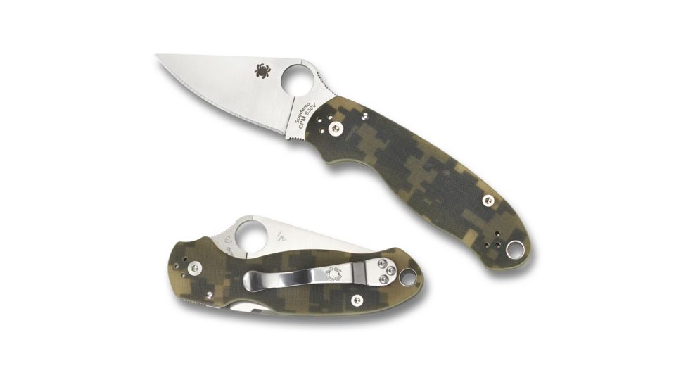 Spyderco Para 3 Folding Knife, PlainEdge, 2.95in, CPM S45VN, Clip Point Blade, G-10, Digital Camo Handle, C223GPCMO