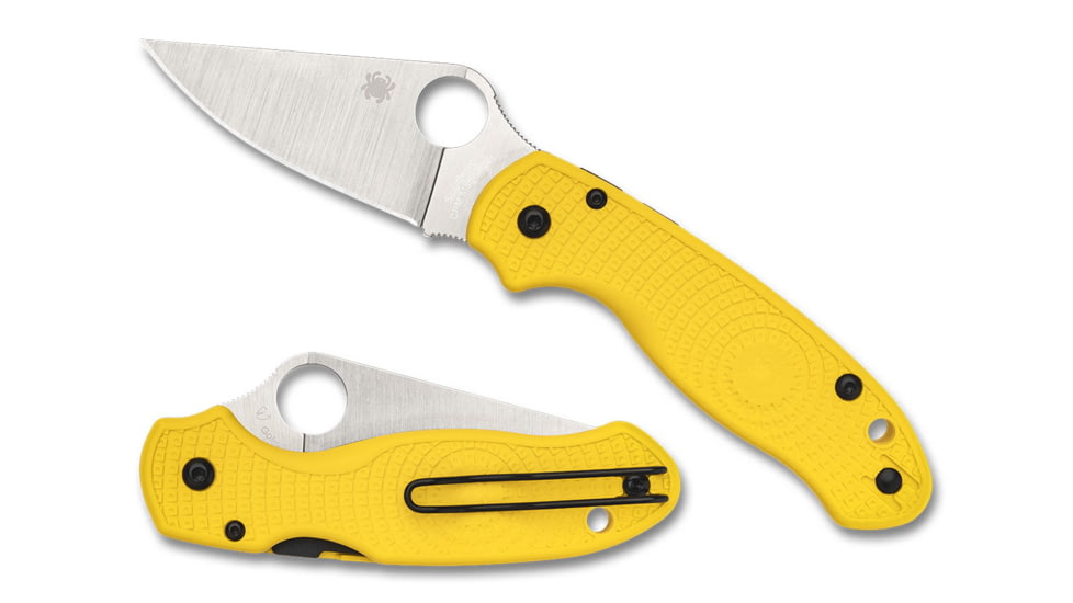 Spyderco Para 3 Folding Knife 2.92in, CPM SPY27 Steel, Clip Point Blade, Salt Yellow Handle, C223PYL