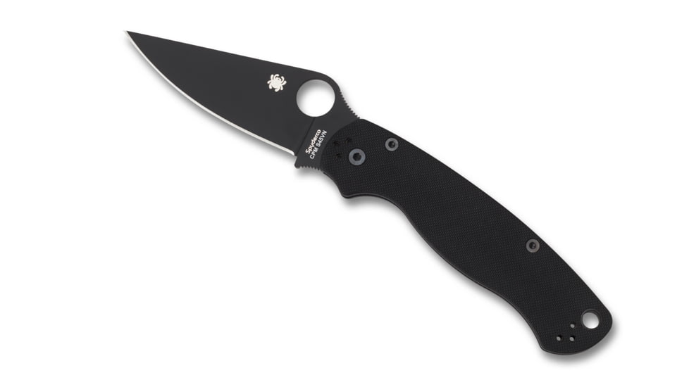Spyderco ParaMilitary 2 Folding Knife, 3.45 in, CPM S45VN, Black, G-10 Handle, PlainEdge Black Blade, C81GPBK2