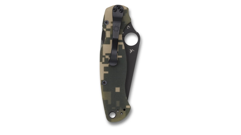 Spyderco ParaMilitary 2 Folding Knife, 3.45 in, CPM S45vn, Camo, G-10 Handle, PlainEdge Black Blade, C81GPCMOBK2
