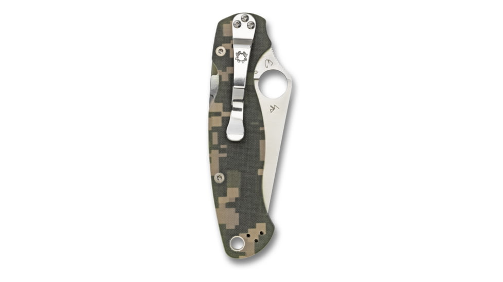 Spyderco ParaMilitary 2 Folding Knife, 3.45 in, CPM S45VN, Camo, G-10 Handle, PlainEdge Blade, C81GPCMO2