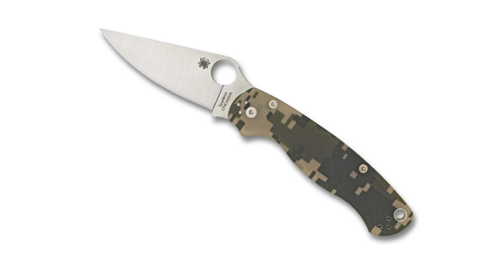 Spyderco ParaMilitary 2 Folding Knife, 3.45 in, CPM S45VN, Camo, G-10 Handle, PlainEdge Blade, C81GPCMO2