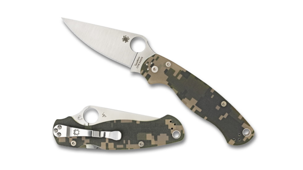 Spyderco ParaMilitary 2 Folding Knife, 3.45 in, CPM S45VN, Camo, G-10 Handle, PlainEdge Blade, C81GPCMO2