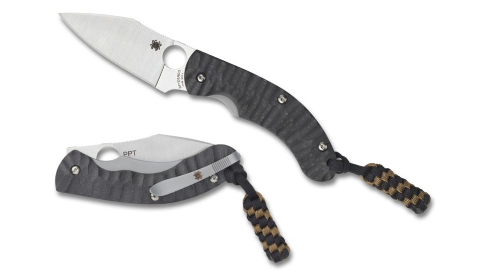 Spyderco Perrin PPT 7.38in PlainEdge Folding Knife, Carbon Fiber, Black C135CFP