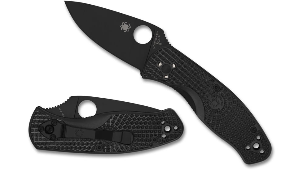Spyderco Persistence Lightweight Folding Knife, 2.75in, 8Cr13MoV Steel, Black Coated, PlainEdge, Drop Point Blade, FRN Black Handle, C136PBBK