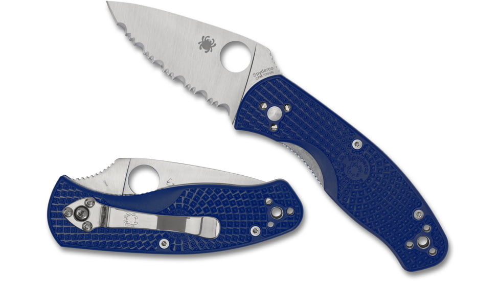 Spyderco Persistence Lightweight Folding Knife, 2.75in, CPM S35VN, Partially Serrated Leaf Blade, Blue FRN Handle, C136PSBL