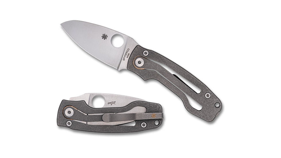 Spyderco PITS 2 Folding Knives, 2.74in, M398, Titanium , Satin, Titanium, 716104000241
