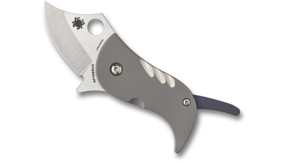 Spyderco Pochi Folding Knife, 1.56in, CPM S45VN Steel, Clip point Blade, Beadblasted Handle, Designed by Kazuyuki Sakurai, Titanium, C256TIP