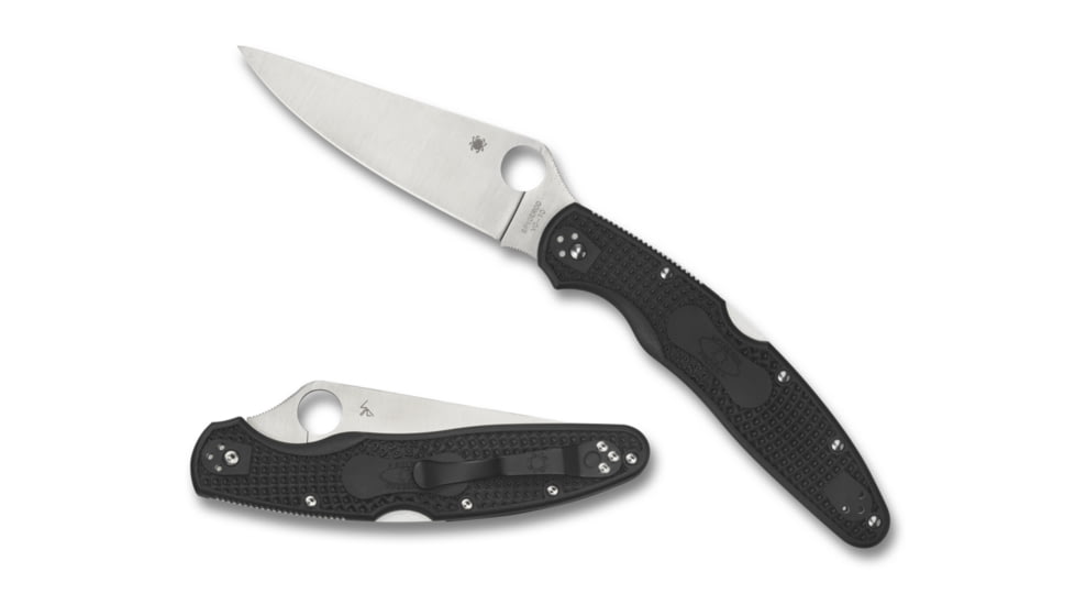 Spyderco Police 4 Lightweight Folding Knife, 4.38in, VG-10, Modified Clip Blade, PlainEdge, FRN Black Handle, C07PBK4
