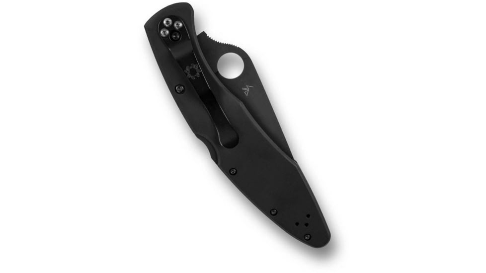Spyderco Police Model Folding Knife, 4.2in, VG-10 Stainless Steel, Plain Edge, Clip Point Blade, TiCN Finish, Black Stainless Steel Handle, C07BKP