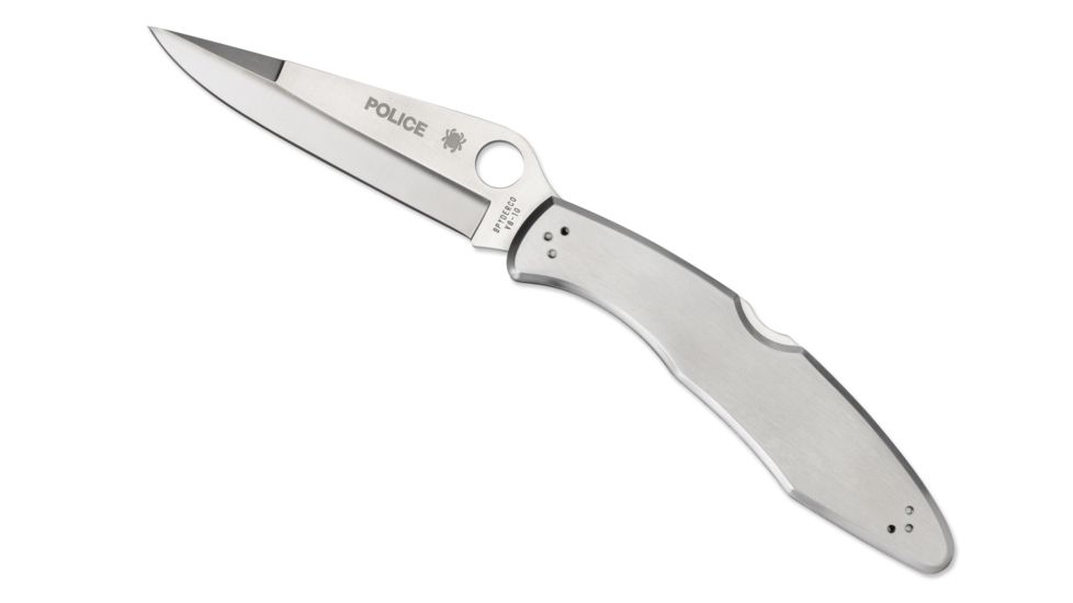 Spyderco Police Model Folding Knife, 4.2in, VG-10, Clip Point FE Blade, Stainless Steel Handle, C07P