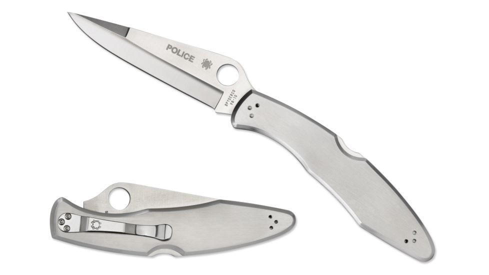 Spyderco Police Model Folding Knife, 4.2in, VG-10, Clip Point FE Blade, Stainless Steel Handle, C07P