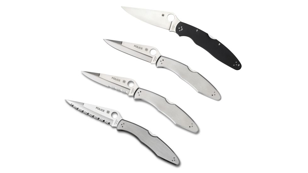 Spyderco Police Model Stainless Steel Folding Knife, Black, Stainless Steel