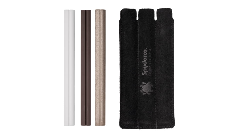 Spyderco Profile Stone Set, 3 Knife Sharpening Stones, 8 Long, Ceramic and Cubic Boron Nitride Construction, Includes Pouch