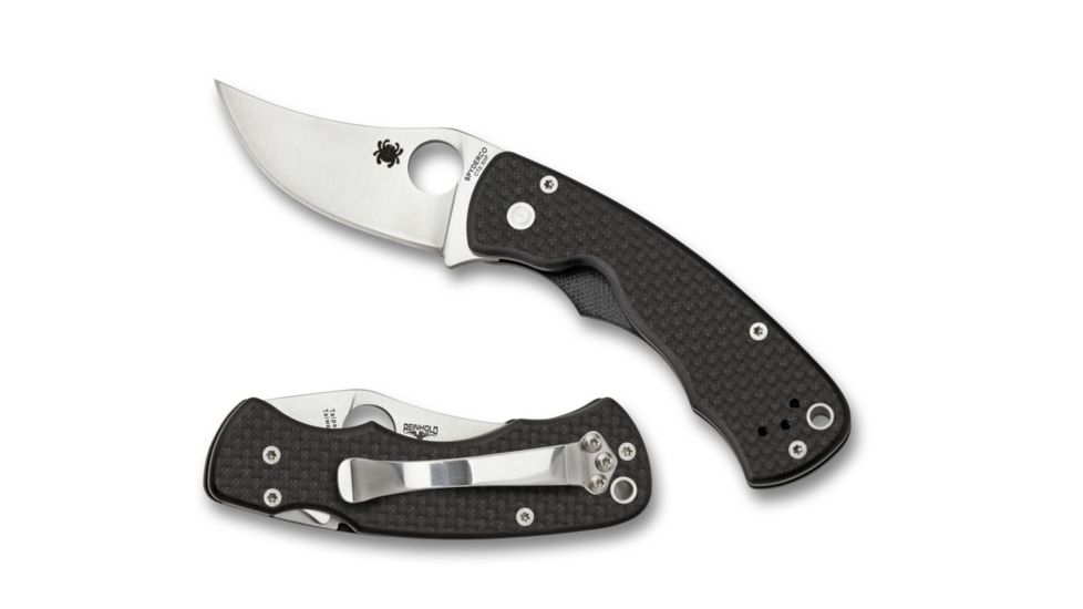 Spyderco Reinhold Rhino Carbon Fiber 5.95in PlainEdge Folding Knife, Black, C210CFP