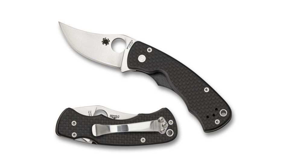 Spyderco Reinhold Rhino Carbon Fiber 5.95in PlainEdge Folding Knife, Black, C210CFP