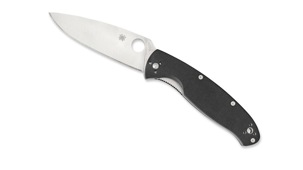 Spyderco Resilience Folding Knife, 4.25 in, 8Cr13MoV, Silver Fine Edge Drop Point Blade, G-10 Steel, Black Handle C142GP