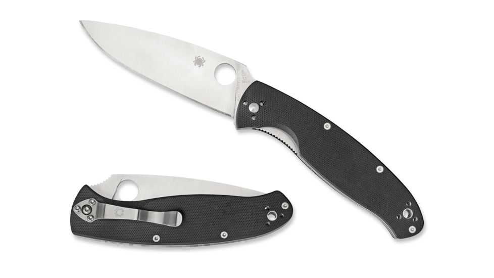 Spyderco Resilience Folding Knife, 4.25 in, 8Cr13MoV, Silver Fine Edge Drop Point Blade, G-10 Steel, Black Handle C142GP