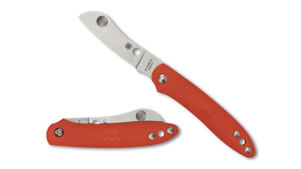 Spyderco Roadie Folding Knife, 2.09in, N690Co, Wharncliffe Blade, Plain Edge, FRN Orange Handle, C189POR