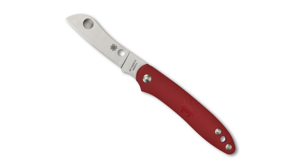 Spyderco Roadie Folding Knife, 2.09in, N690Co, Wharncliffe Blade, Plain Edge, Fiberglass-Reinforced Nylon, Red Handle, C189PRD