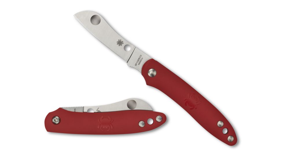 Spyderco Roadie Folding Knife, 2.09in, N690Co, Wharncliffe Blade, Plain Edge, Fiberglass-Reinforced Nylon, Red Handle, C189PRD