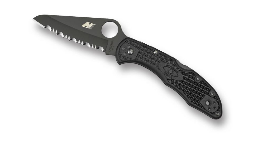 Spyderco Salt 2 Lightweight FRN Handle 7.25in Black Blade SpyderEdge Folding Knife, Black, C88SBBK2