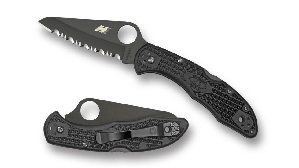 Spyderco Salt 2 Lightweight FRN Handle 7.25in Black Blade SpyderEdge Folding Knife, Black, C88SBBK2