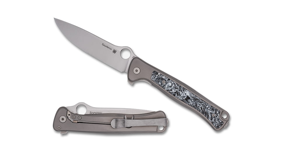 Spyderco Slym Folding Knives, 3.42in, M390, Titanium/Carbon Fiber, Satin, Titanium, 716104000487