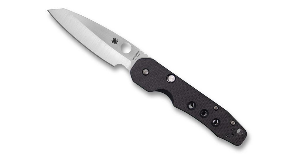 Spyderco Smock Folding Knives, 3.39in, Plain Stonewashed CPM S30V SS, Wharncliffe Blade, Black Textured Carbon Fiber G10 Handle, C240CFP