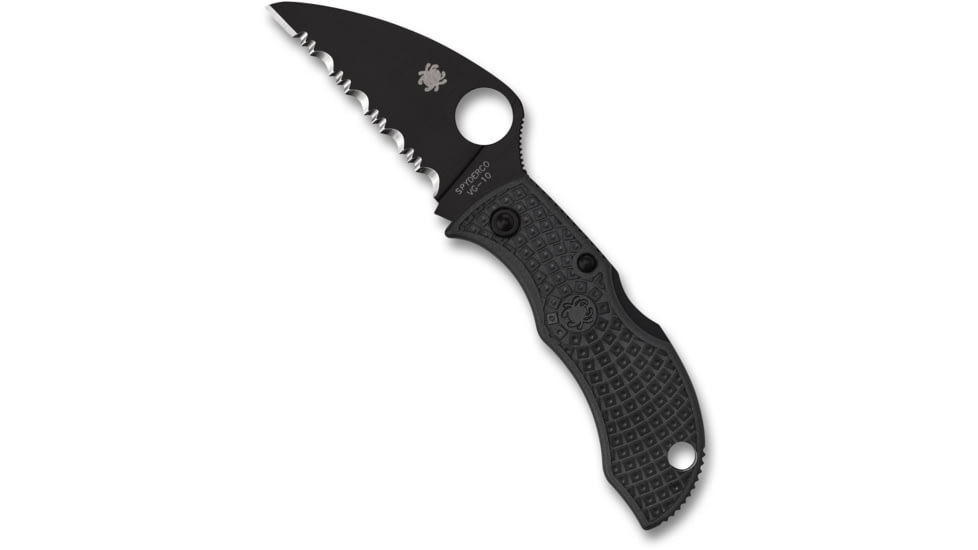 Spyderco Manbug 1.91in Assisted Opening Folding Knife, VG-10, Serrated Wharncliffe, FRN Black Handle, Black, MBKWSBK