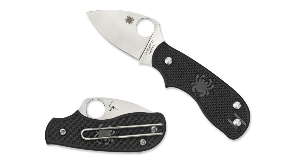 Spyderco Squeak SlipIt Folding Knife, 2in, N690Co, Clip Point Blade, Satin Finish, Plain Edge, FRN Black Handle, C154PBK