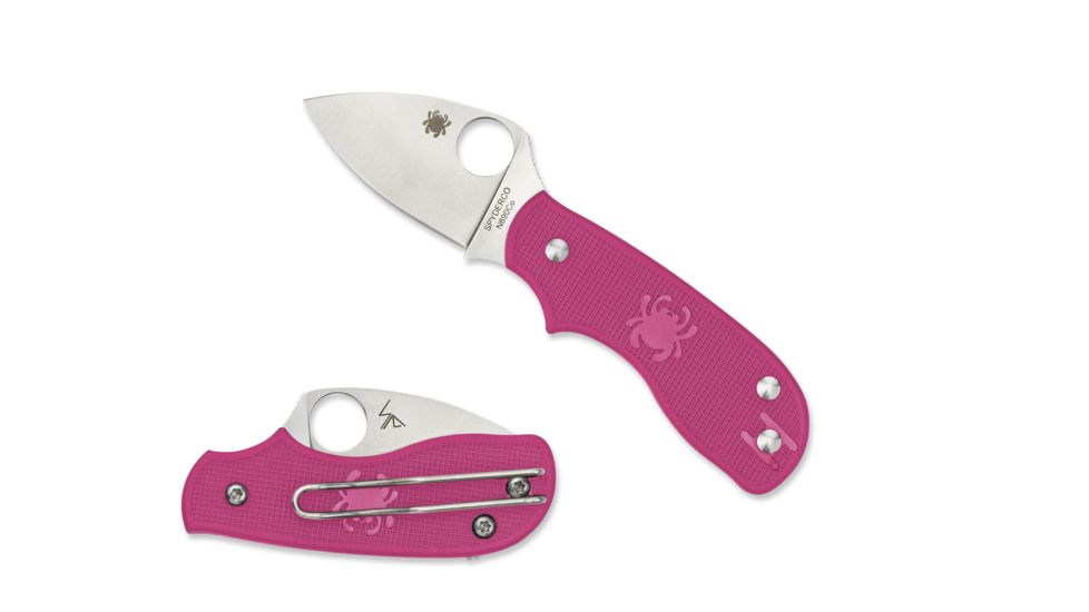 Spyderco Squeak SlipIt Folding Knife, 2in, N690Co, Clip Point Blade, PlainEdge, FRN Pink Handle, C154PPN