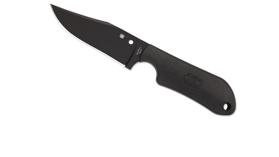 Spyderco Street Beat Lightweight Black Blade Plain Edge Fixed Blade Knife FB15PBBK