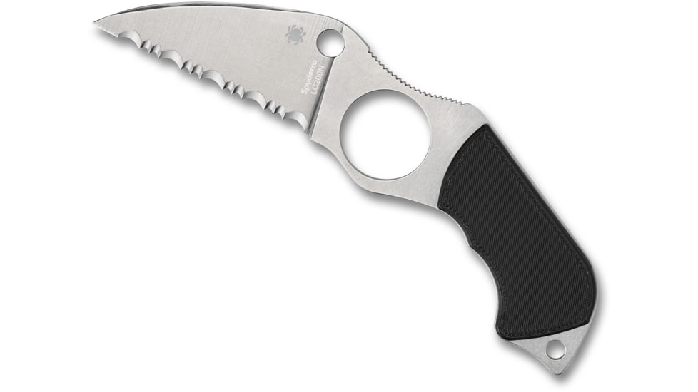 Spyderco Swick 6 Fixed Blade Knife, 2.73in, LC200N Serrated Wharncliffe Blade, Boltaron Sheath, Black G10 Handle,, FB14S6
