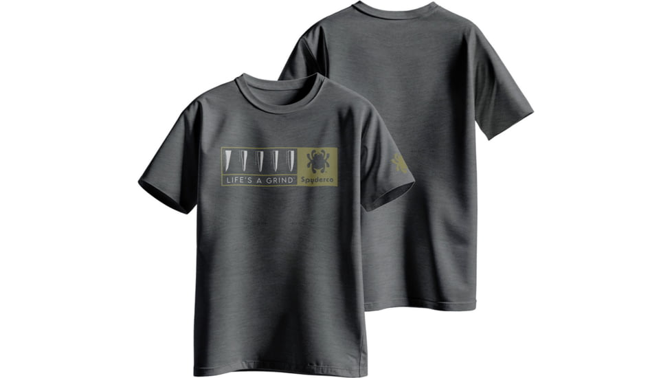 Spyderco T-Shirt Life'S A Grind Heather, Large, Grey, SPY-TS05HGY-L