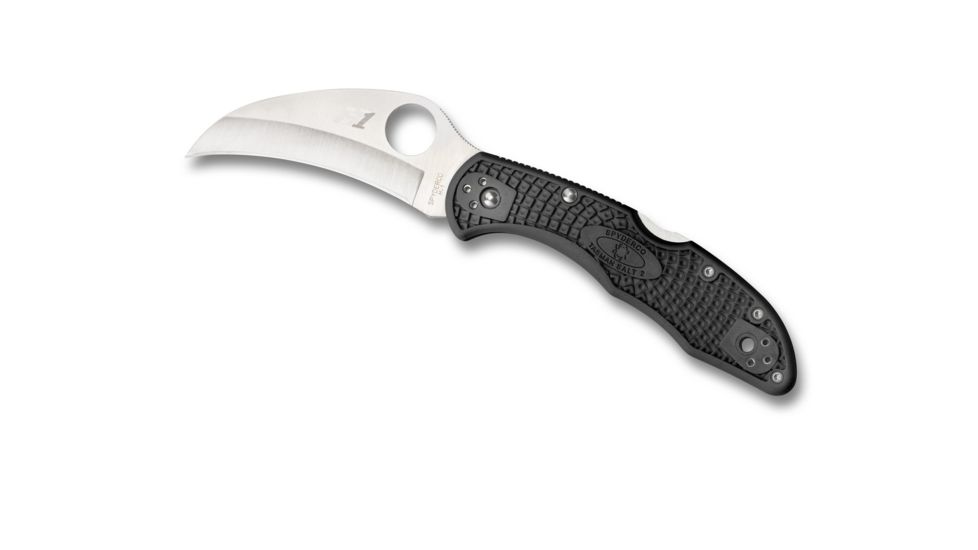 Spyderco Salt Tasman 2 Folding Knife, 2.91in, H-1, Hawkbill Blade, FRN Black Handle, C106PBK2