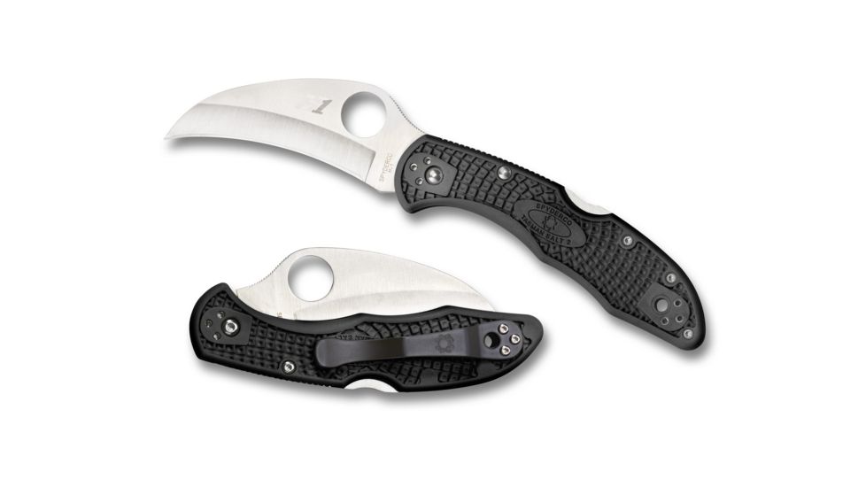 Spyderco Salt Tasman 2 Folding Knife, 2.91in, H-1, Hawkbill Blade, FRN Black Handle, C106PBK2